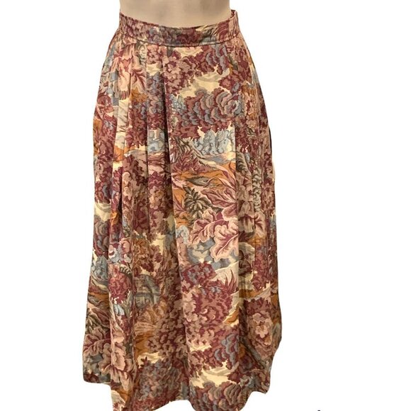 Evan Picone Petites Midi Skirt French Country Floral Tapestry Pockets 12P #208K - Picture 2 of 7